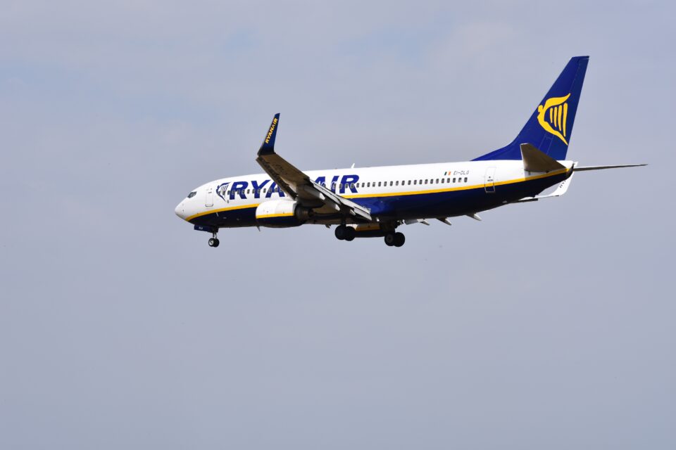 ryanair plane in sky